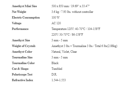 Richway & Fuji Bio, BioMat Mini Travel Size 7000MX Specifications