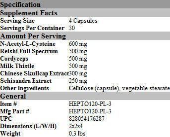 Protocols For Health, Hepato Plus 120 Capsules Specs