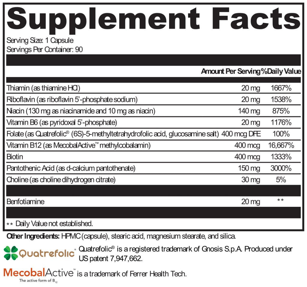 Protocols For Health, Methyl-B Complex 90 Veg Capsules Ingredients