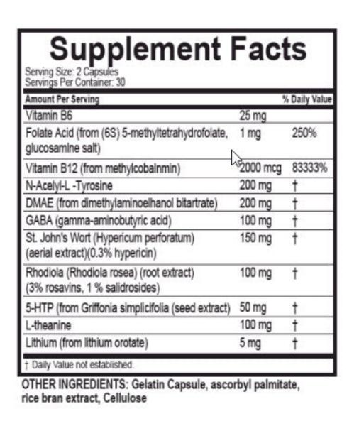 Protocols For Health, Mood Food Supreme 60 Capsules Ingredients