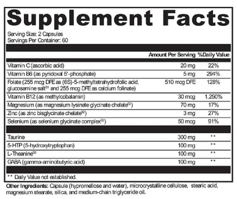 Protocols For Health, Mood Soothe 60 Veg Capsules Ingredients