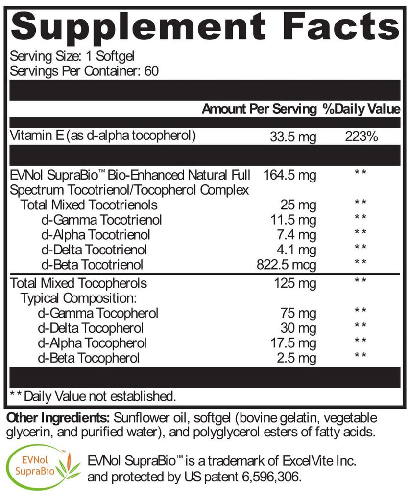 Protocols For Health, Super E 60 Softgels Ingredients